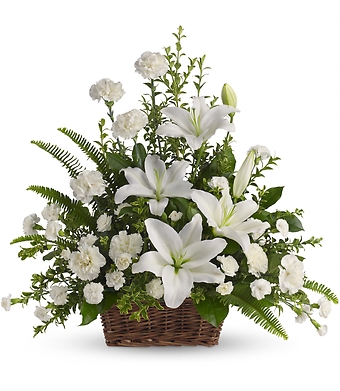 Peaceful White Lilies Basket